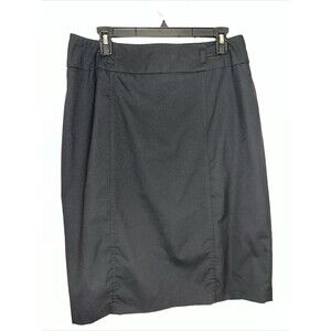 New York & Company Black Pencil Skirt Size 16 Knee Length Zip Belt loops office